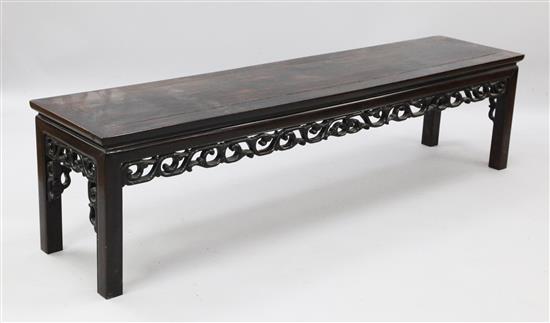 A Chinese hardwood low altar table, 6ft x 1ft 4in.